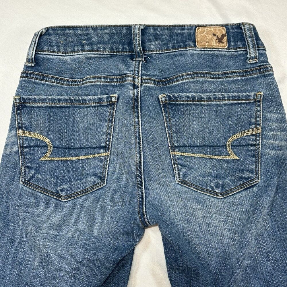 American Eagle Size 0 Girls Jeans Hi-Rise Jegging Crop Super Stretch Blue - Picture 3 of 13